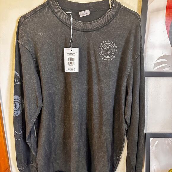 Gymshark Legacy Wash Long Sleeve Top Size M Black Crewneck NWT - Picture 1 of 6